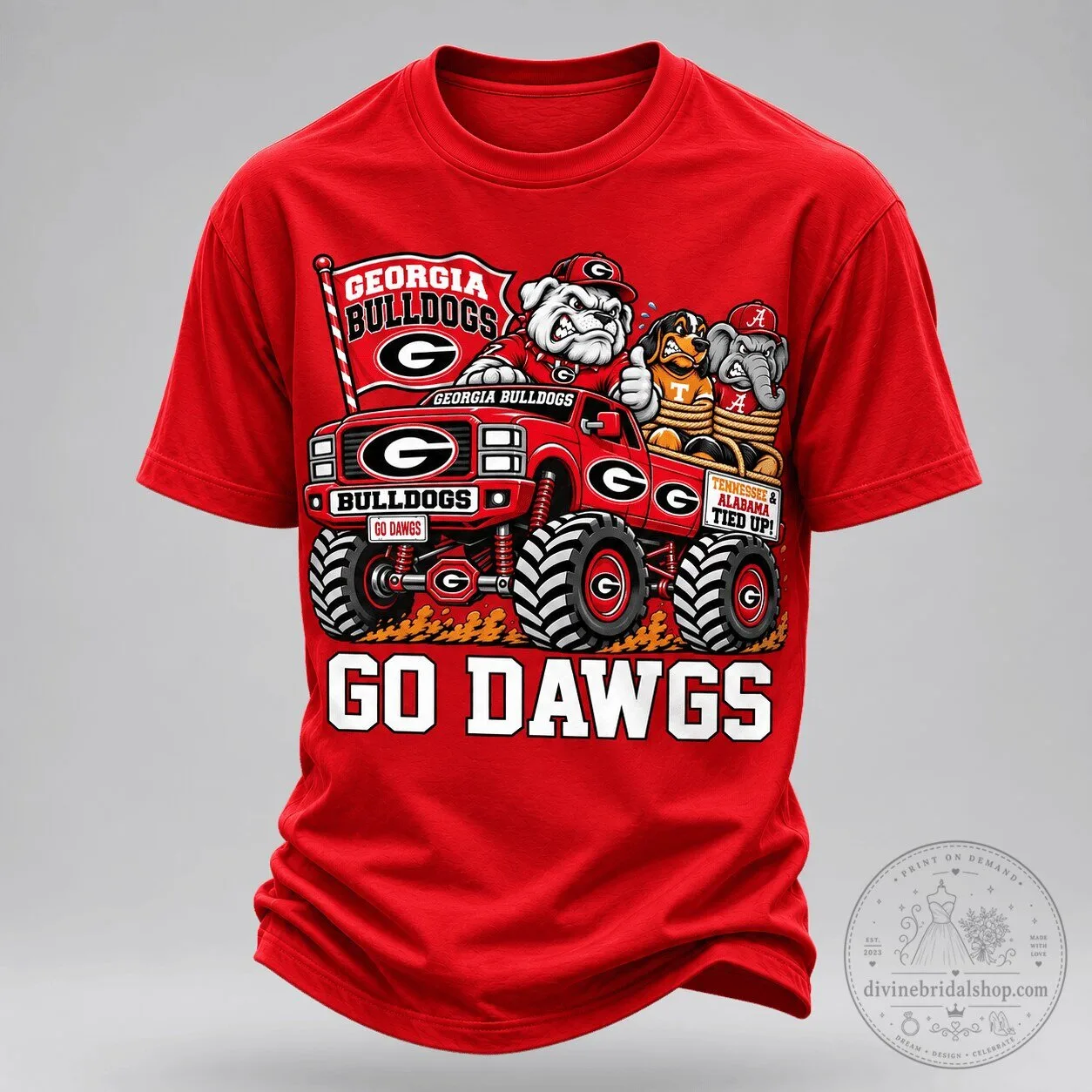 Georgia Bulldogs Shirt Monster Truck Tied Up Rivals Funny NCAA Football T-Shirt
