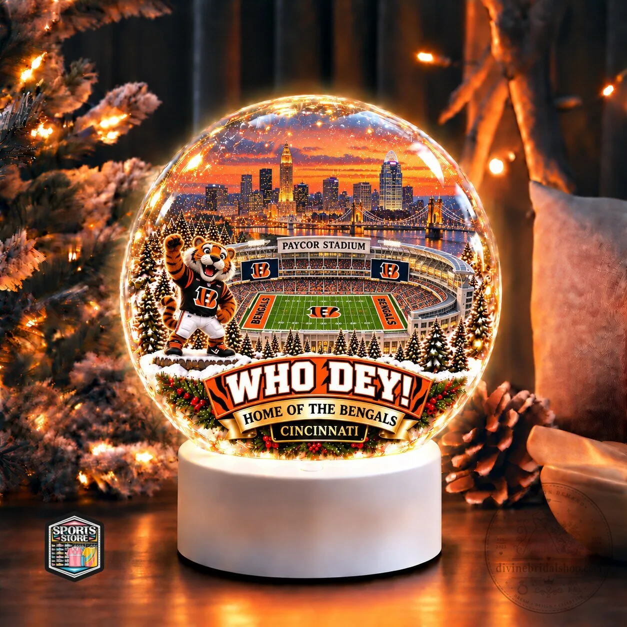 Cincinnati Bengals Christmas Snow Globe Collectible Souvenir 1 Cincinnati Bengals Christmas Snow Globe Collectible Souvenir