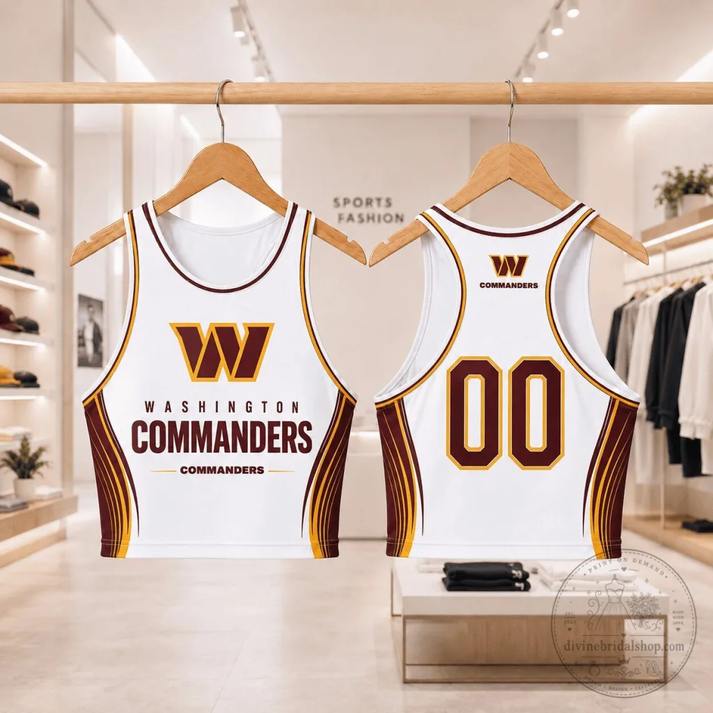 Washington Commanders Women's White Athletic Flare Crop Top Tank Top Washington Commanders Women's White Athletic Flare Crop Top Tank Top