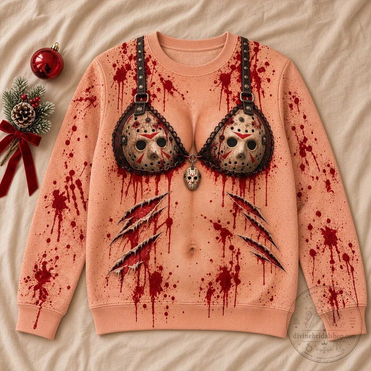 Michael Myers Halloween Blood Splatter Bra Design Horror Movie Sweatshirt 6 Michael Myers Halloween Blood Splatter Bra Design Horror Movie Sweatshirt