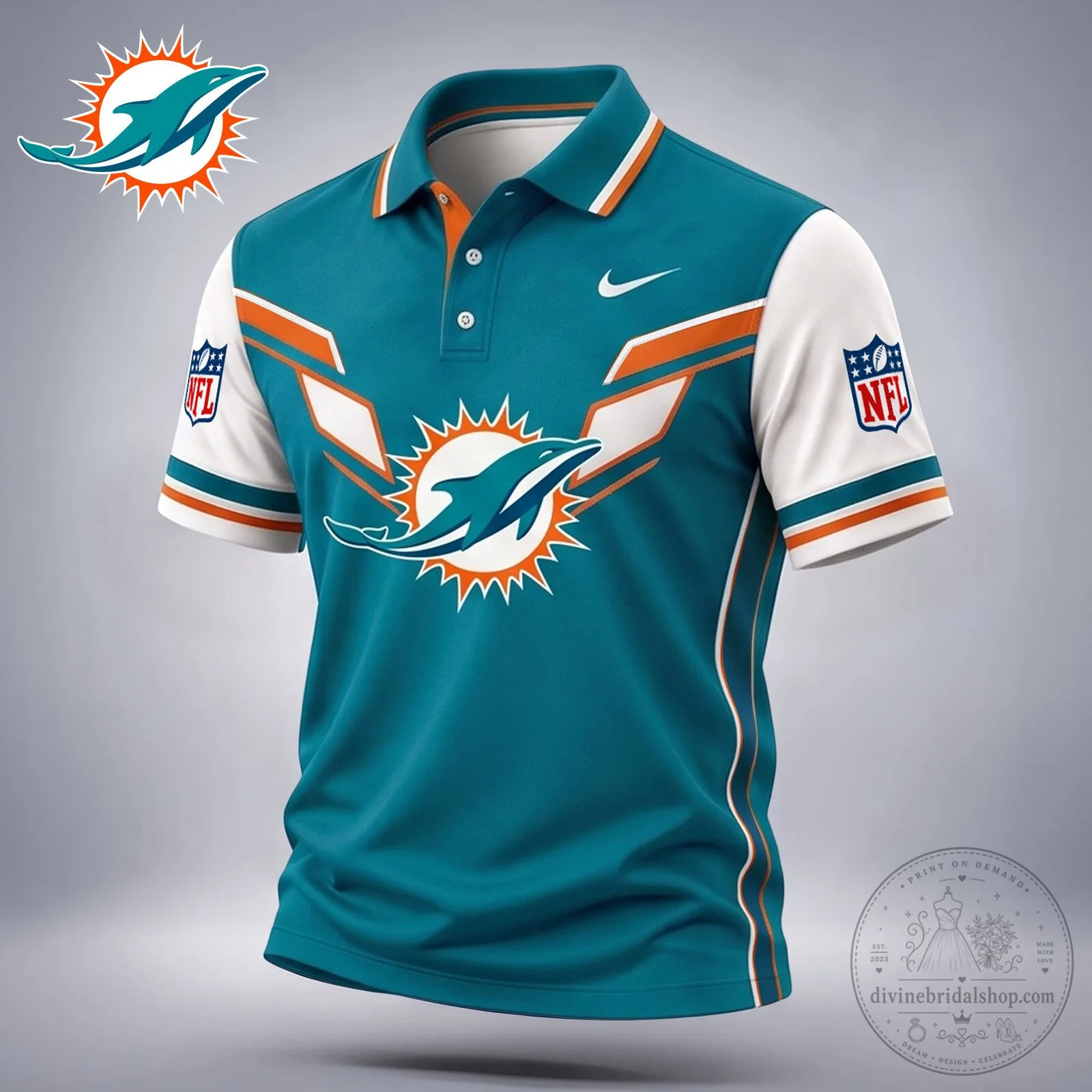 Miami Dolphins National Football League Fan Polo Shirt 1 Miami Dolphins National Football League Fan Polo Shirt