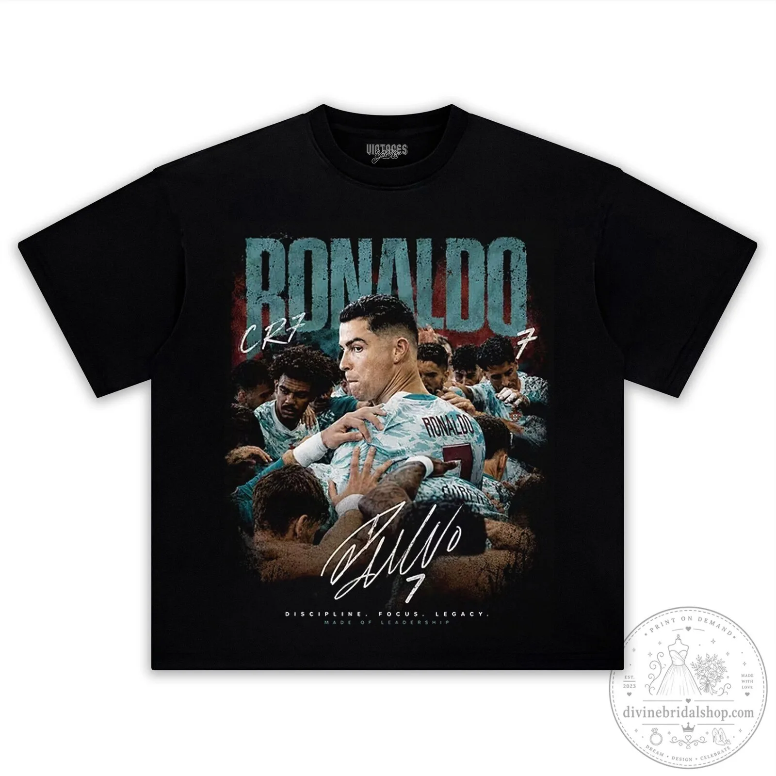 Cristiano Ronaldo Football Legend Graphic Design Black T-Shirt