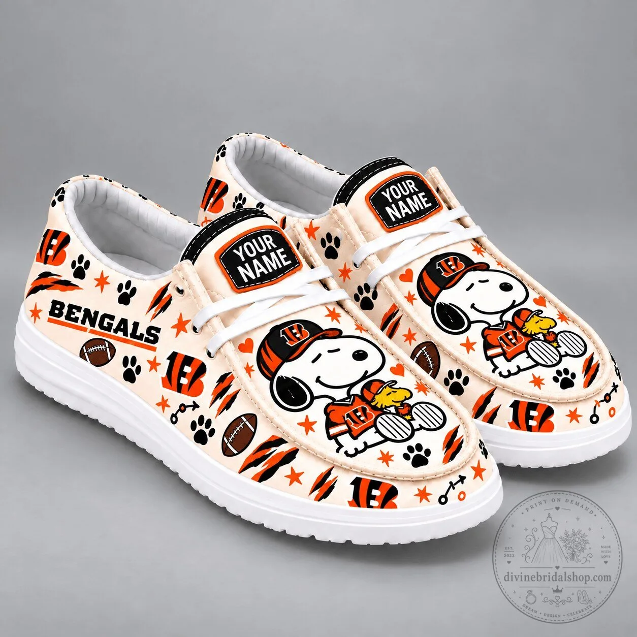 Cincinnati Bengals Snoopy Personalized Football Team Fan Shoes