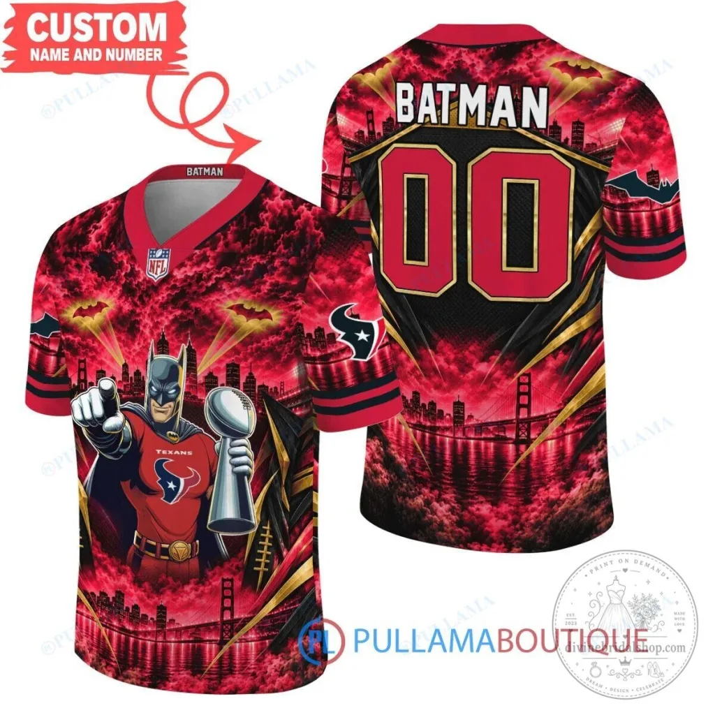 Houston Texans Batman Super Bowl Trophy Football Jersey Houston Texans Batman Super Bowl Trophy Football Jersey
