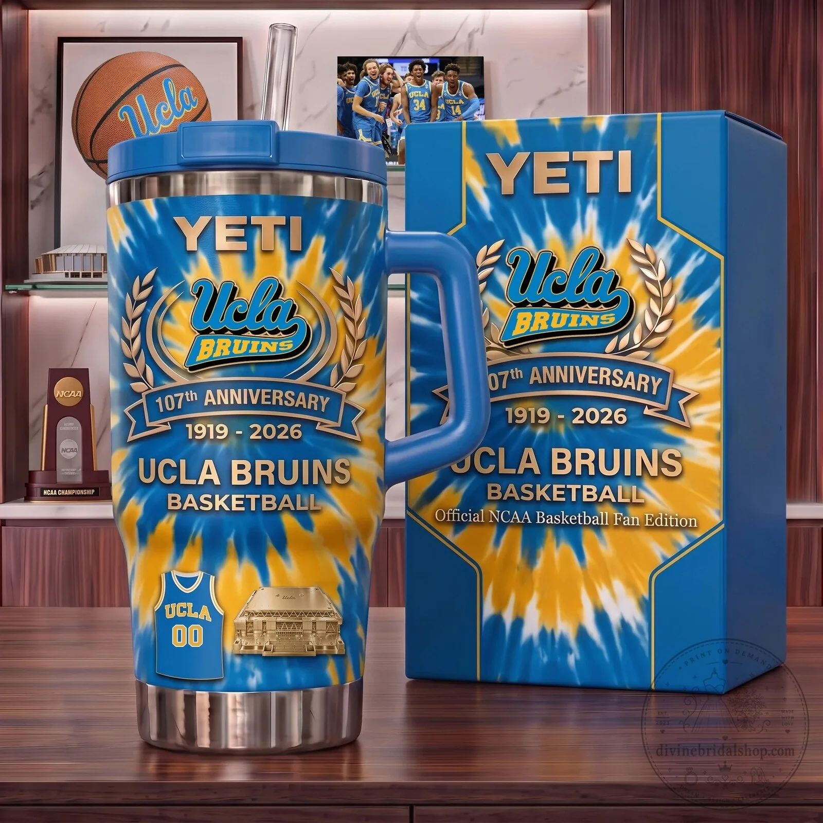 UCLA Bruins Basketball 107th Anniversary Tie-Dye Insulated Tumbler with Handle