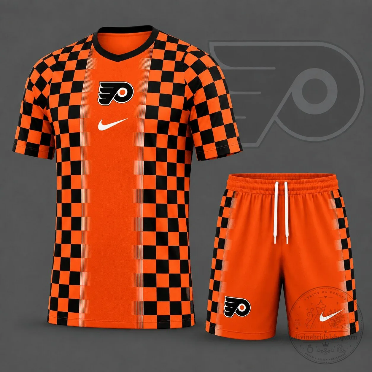 Philadelphia Flyers National Hockey League Checkerboard Fusion T-Shirt and Shorts Set