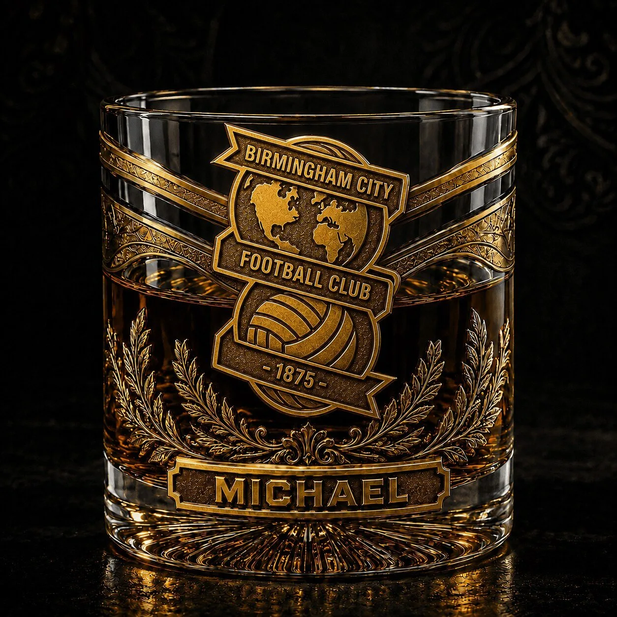 Birmingham City Football Club Custom Engraved Whiskey Glass