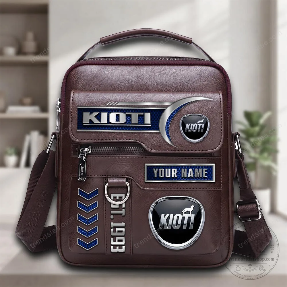 Kioti Tractor Logo Personalized Brown Leather Shoulder Bag