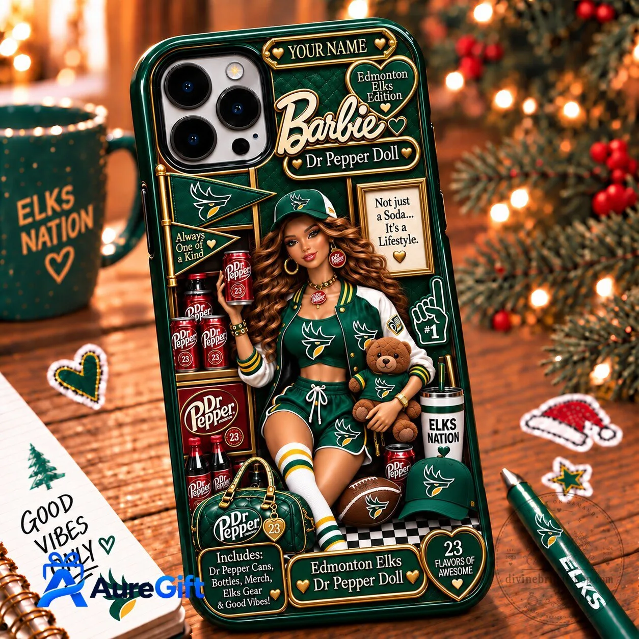 Edmonton Elks Barbie Dr Pepper Christmas Personalized Phone Case 1 Edmonton Elks Barbie Dr Pepper Christmas Personalized Phone Case