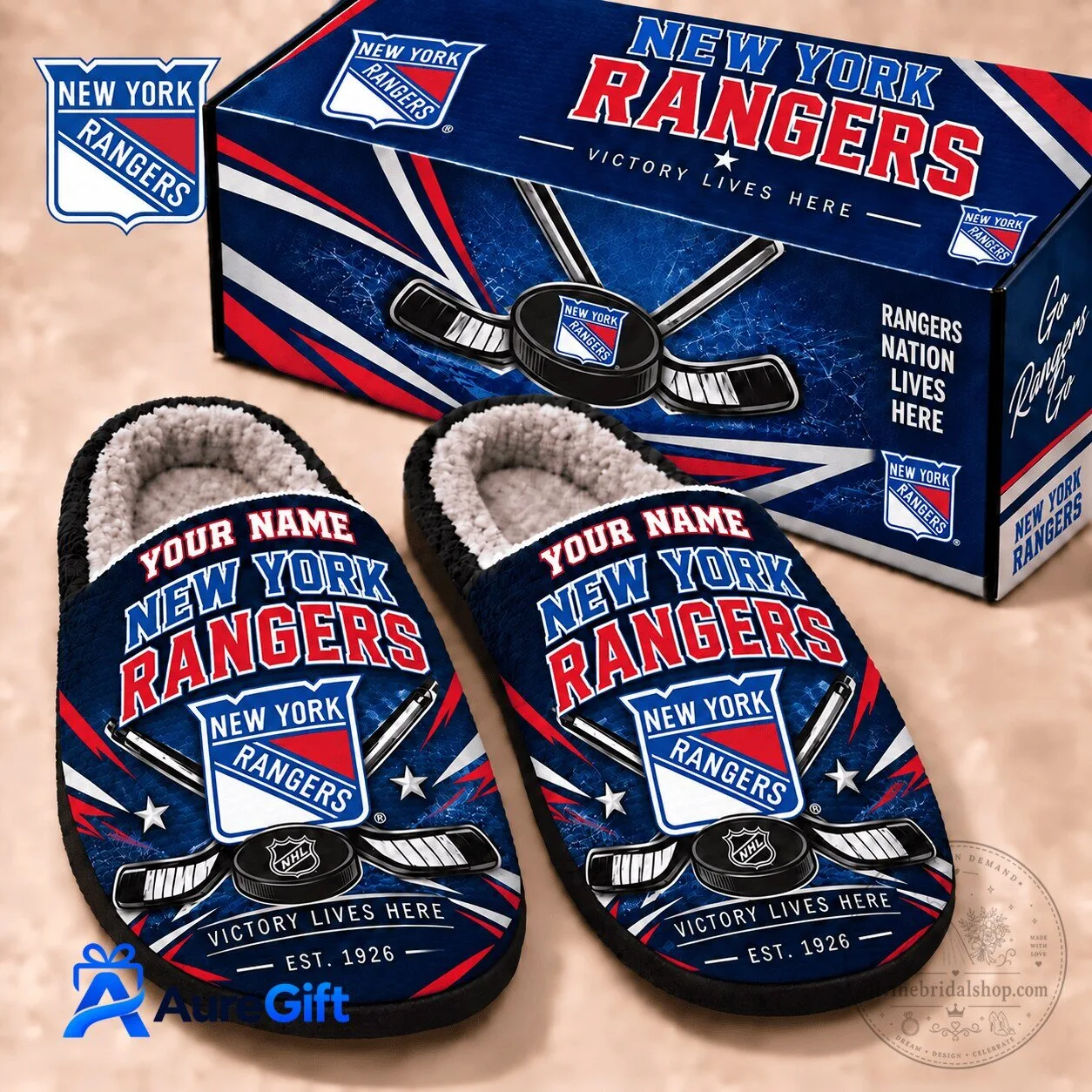 New York Rangers NHL Personalized Slippers for Men and Women