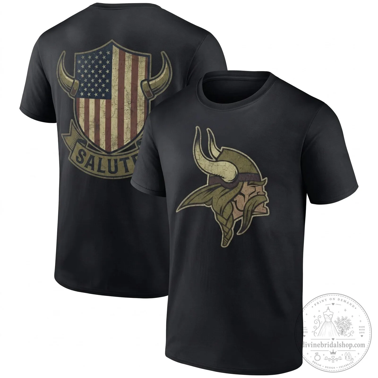 Minnesota Vikings Salute To Service American Flag T-Shirt