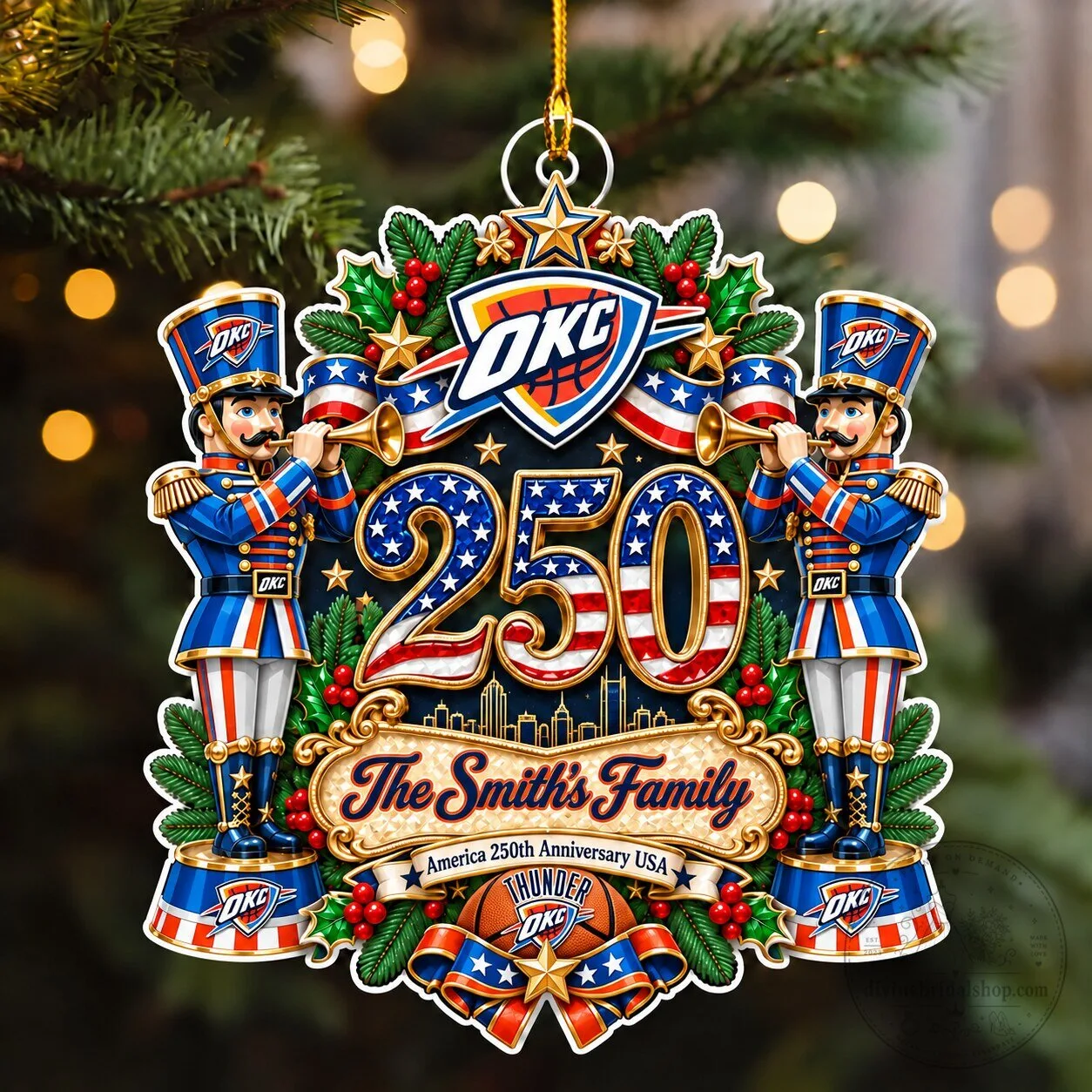 Oklahoma City Thunder NBA Personalized Christmas Ornament