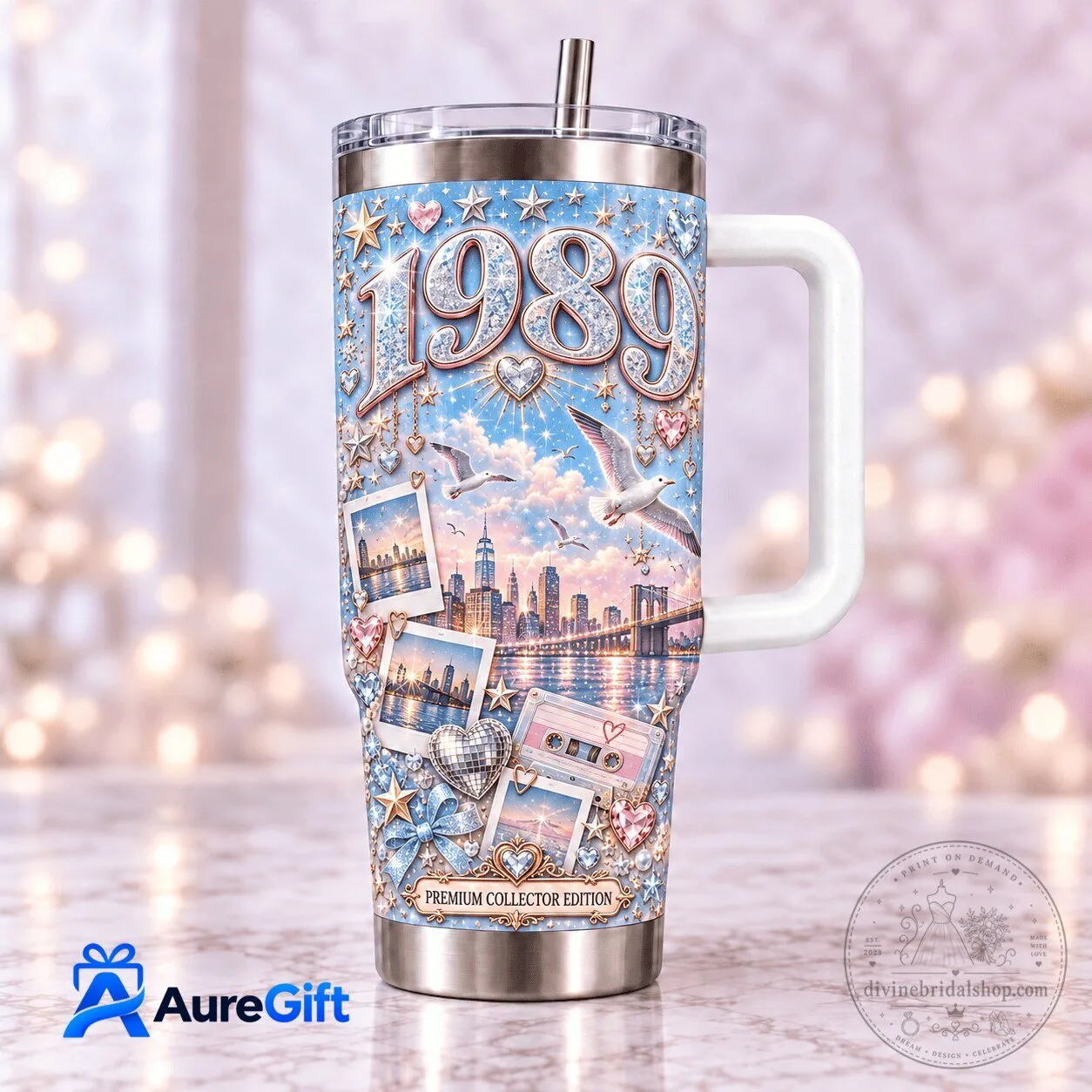 Taylor Swift 1989 Album New York City Skyline Insulated Tumbler with Handle 1 Taylor Swift 1989 Album New York City Skyline Insulated Tumbler with Handle