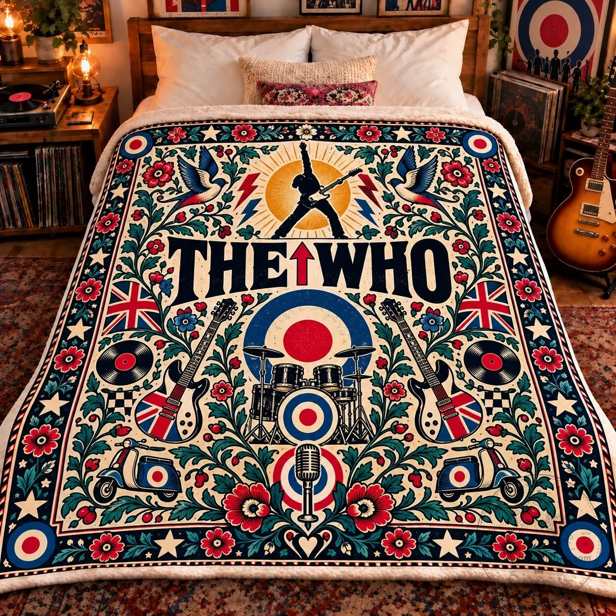 The Who Mod Target Classic Rock Band Music Fan Fleece Blanket