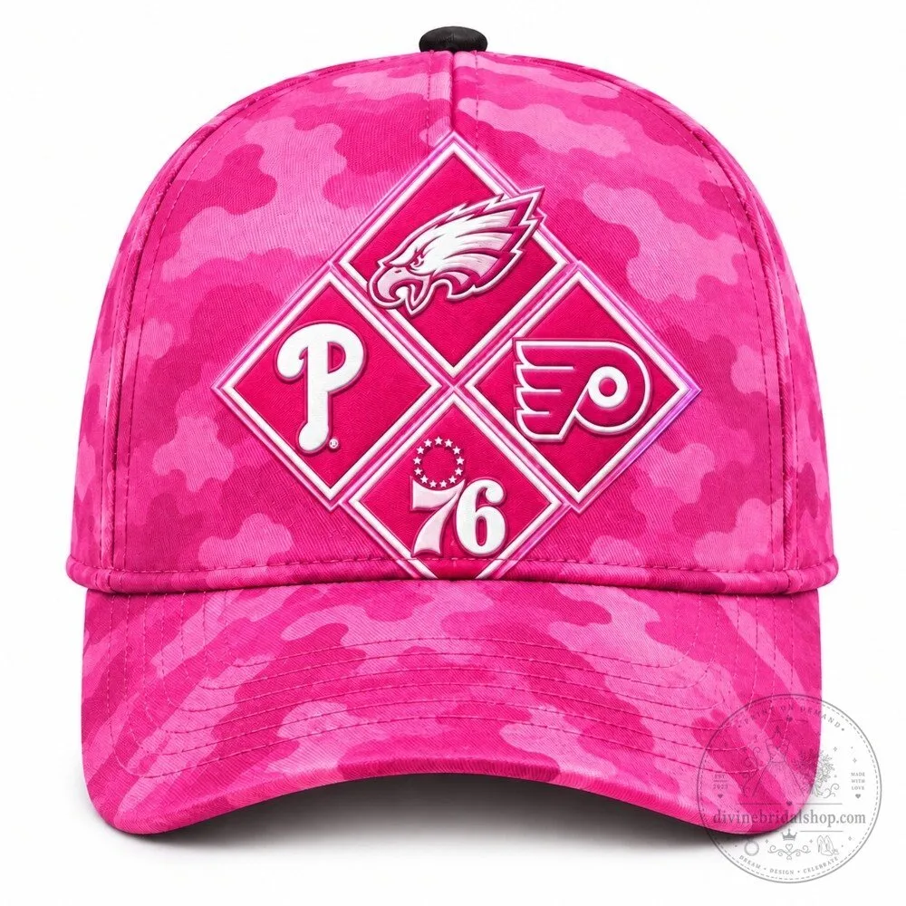 Philadelphia Sports Teams Diamond Logo Pink Camouflage Classic Baseball Cap