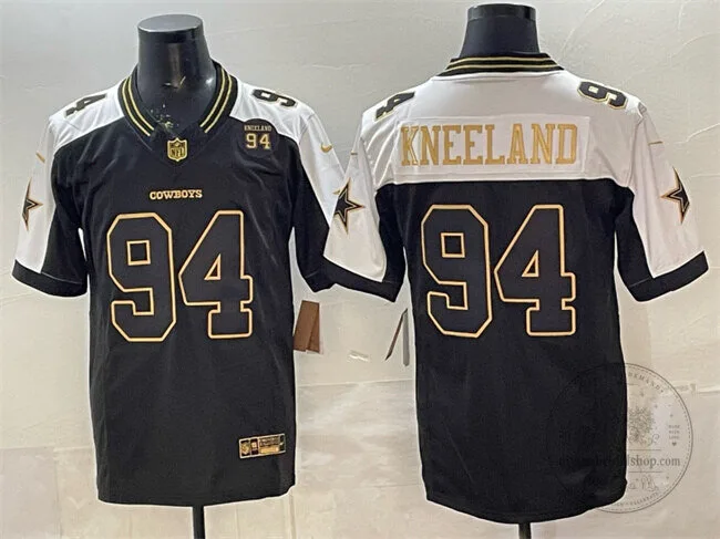 Dallas Cowboys Football Marshawn Kneeland Black and Gold Stitched Jersey