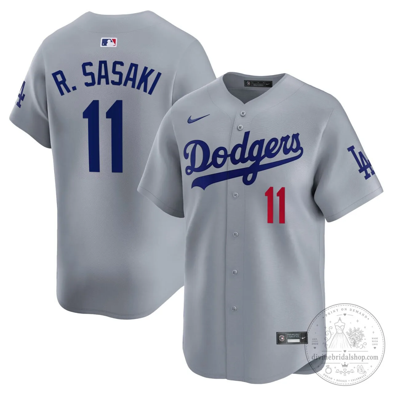 Los Angeles Dodgers Roki Sasaki Gray Baseball Jersey