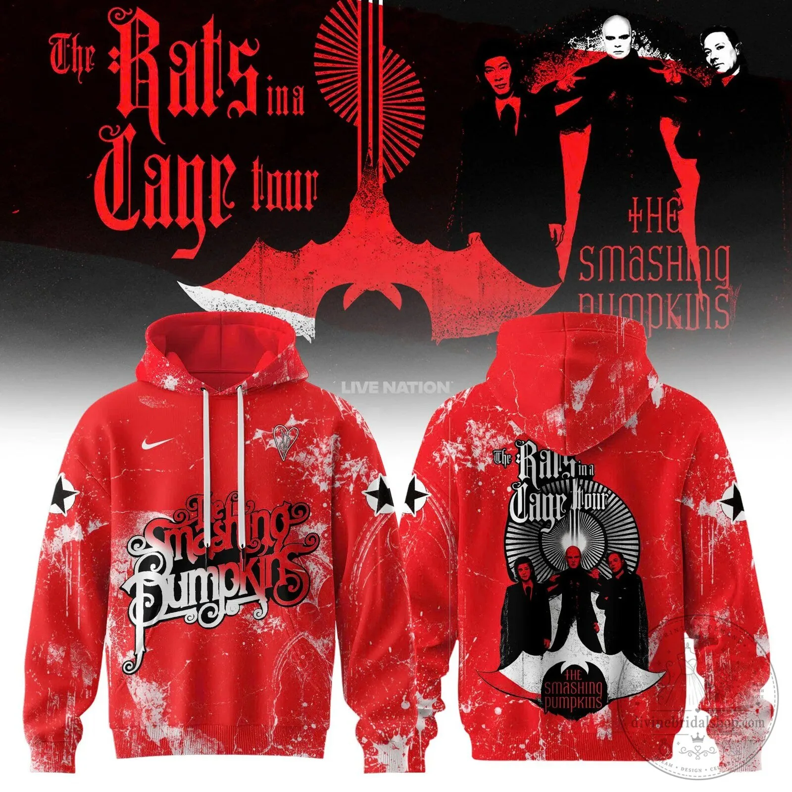 The Smashing Pumpkins Rats in a Cage Tour Red Graphic Hoodie