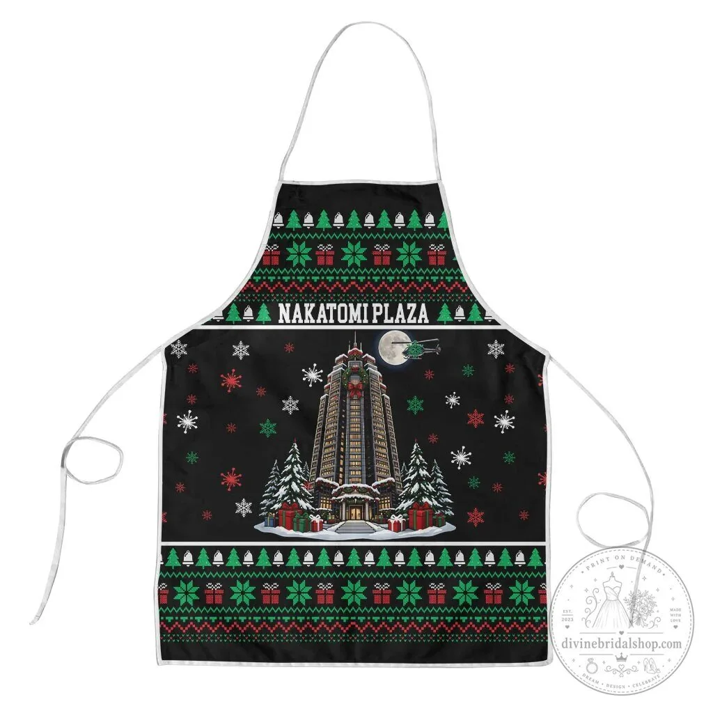 Nakatomi Plaza Christmas Party Ugly Sweater Style Holiday Cooking Apron