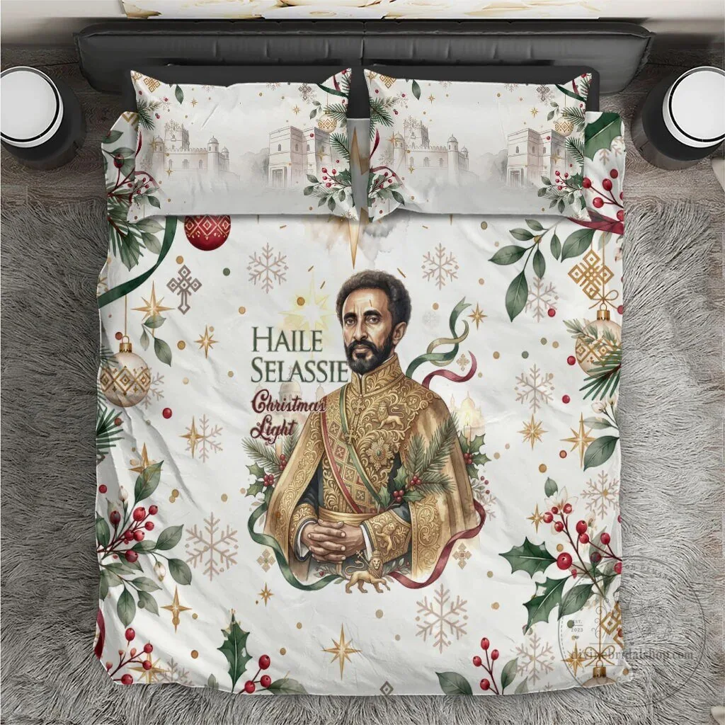 Haile Selassie Ethiopian Christmas Light Royal Vintage Style Bedding Set