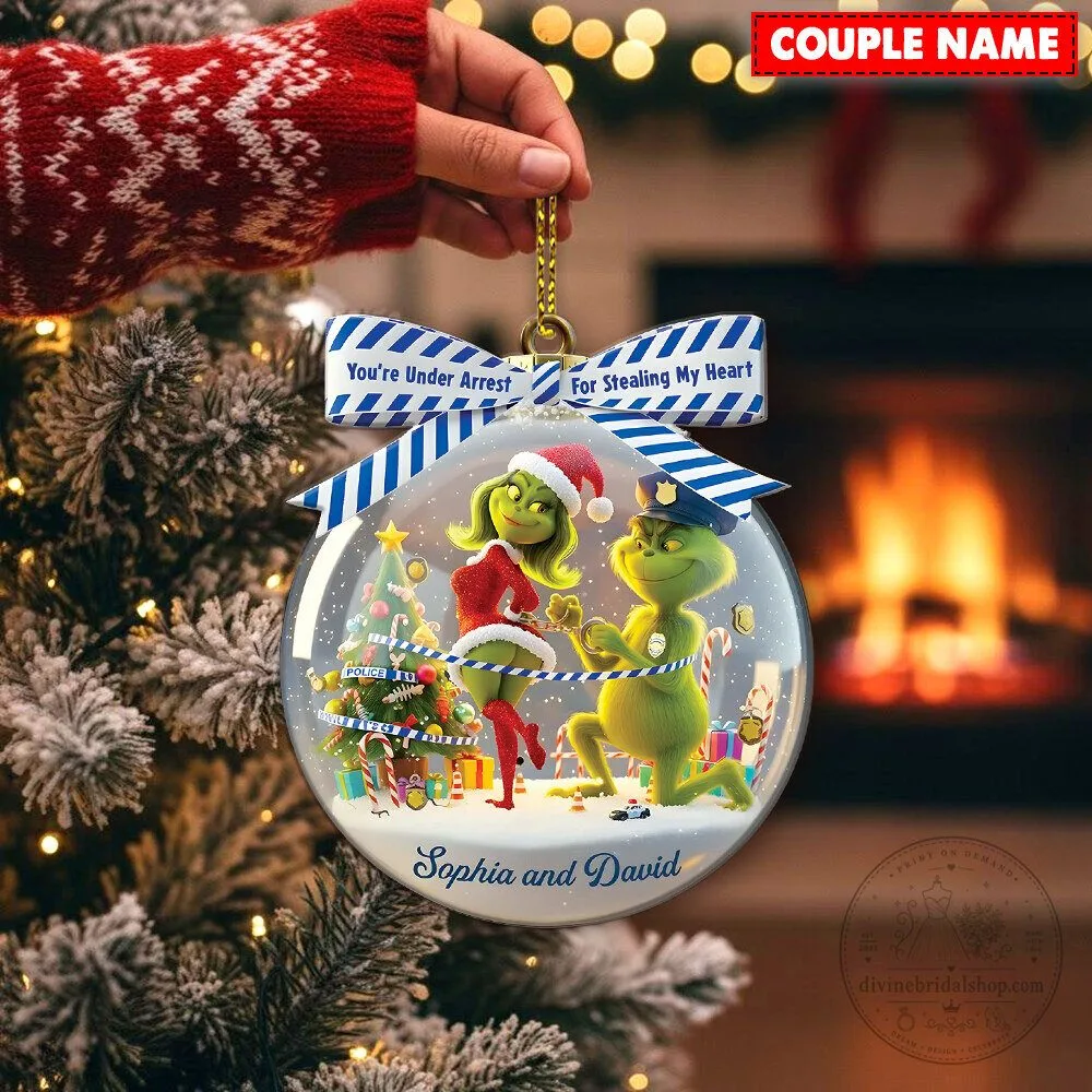 Grinch Personalized Christmas Ornament, You're Under Arrest For Stealing My Heart 7 grinch personalized christmas ornament you re under arrest for stealing my heart featured