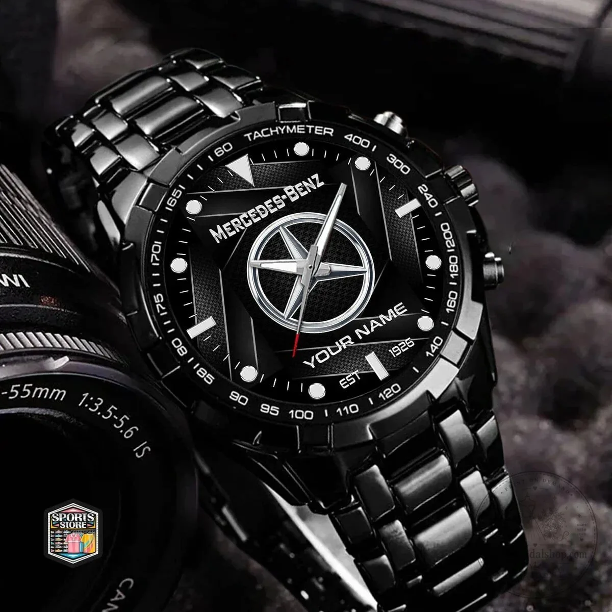 Mercedes-Benz Custom Name Black Stainless Steel Luxury Watch