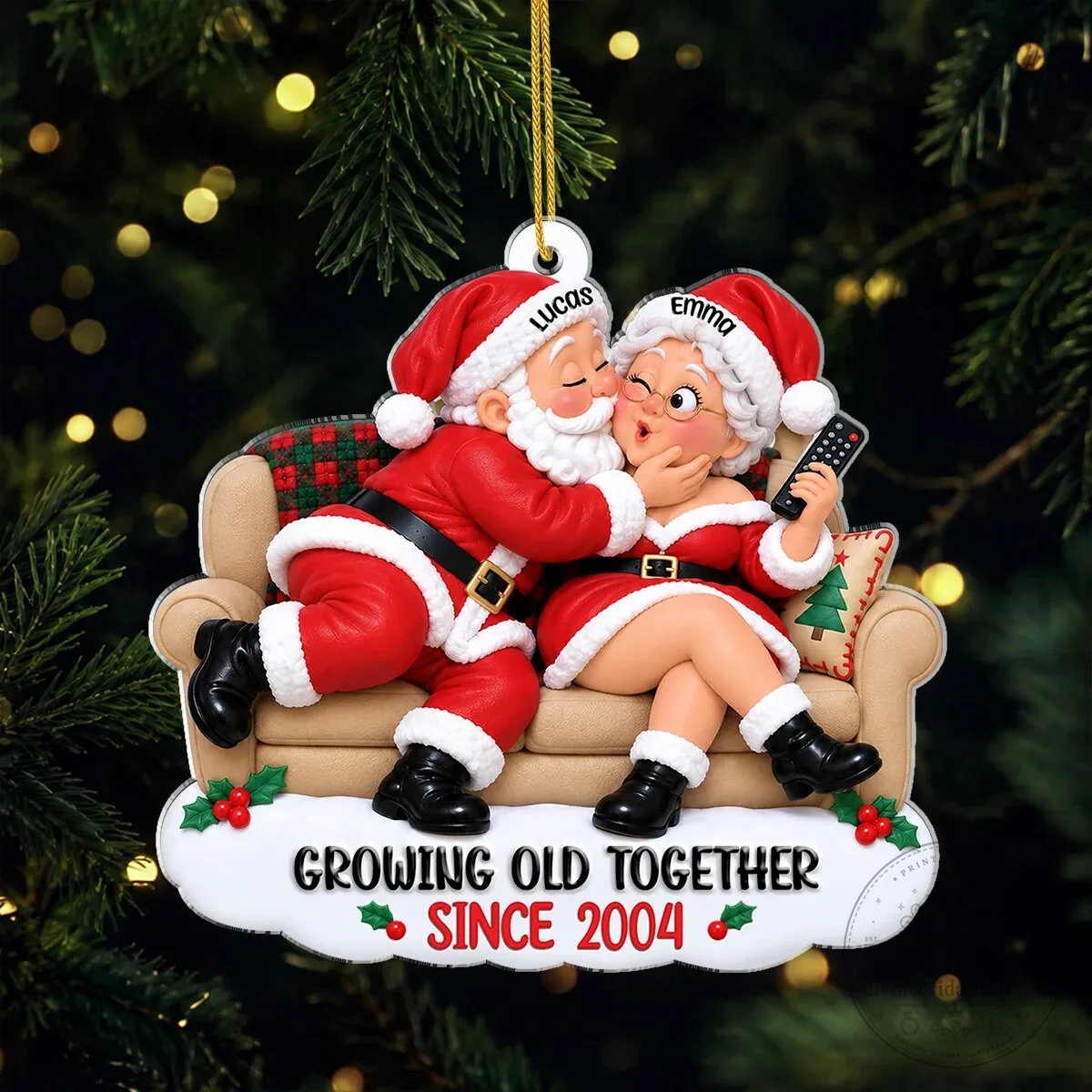 Growing Old Together Santa Claus Couple Christmas Tree Ornament 6 Growing Old Together Santa Claus Couple Christmas Tree Ornament