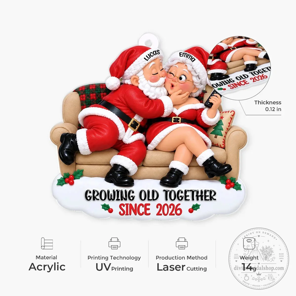 Growing Old Together Santa Claus Couple Christmas Tree Ornament 8 Growing Old Together Santa Claus Couple Christmas Tree Ornament