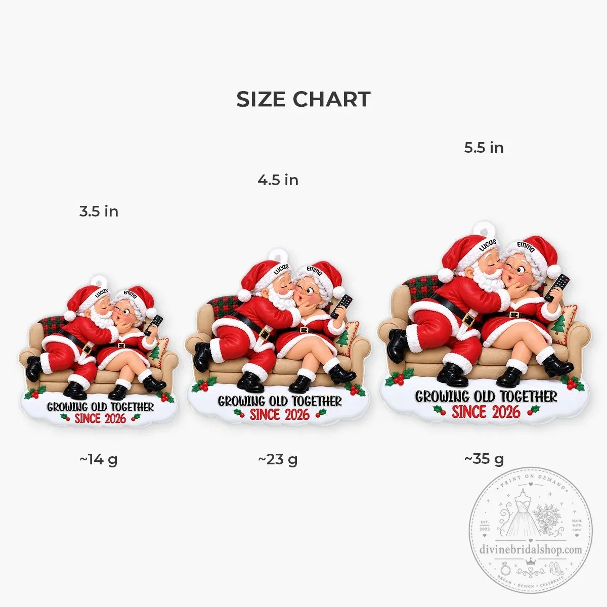 Growing Old Together Santa Claus Couple Christmas Tree Ornament 9 Growing Old Together Santa Claus Couple Christmas Tree Ornament