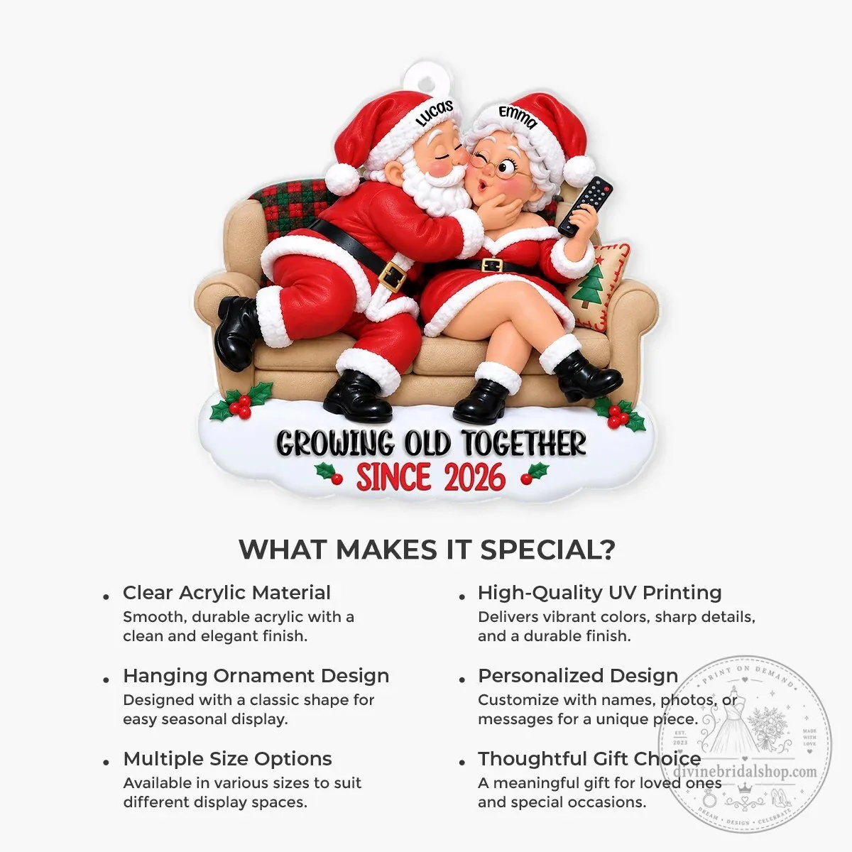Growing Old Together Santa Claus Couple Christmas Tree Ornament 11 Growing Old Together Santa Claus Couple Christmas Tree Ornament