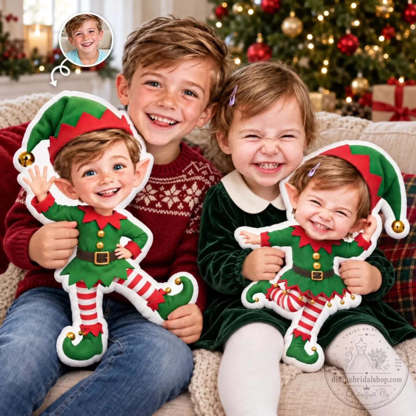 Personalized Christmas Elf Photo Face Shaped Pillow for Kids Holiday Gift 9 Personalized Christmas Elf Photo Face Shaped Pillow for Kids Holiday Gift