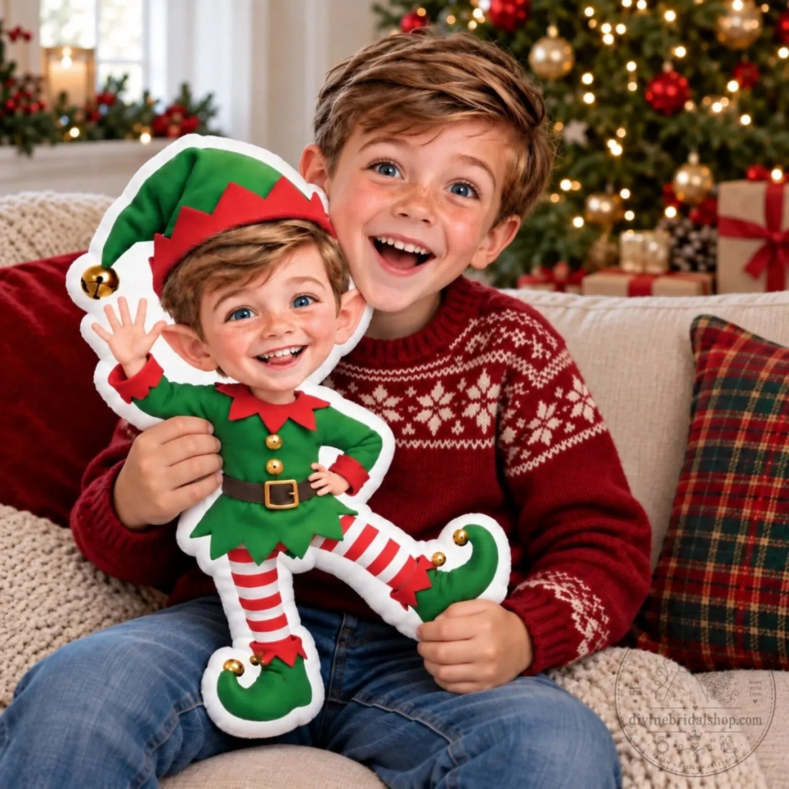 Personalized Christmas Elf Photo Face Shaped Pillow for Kids Holiday Gift 11 Personalized Christmas Elf Photo Face Shaped Pillow for Kids Holiday Gift
