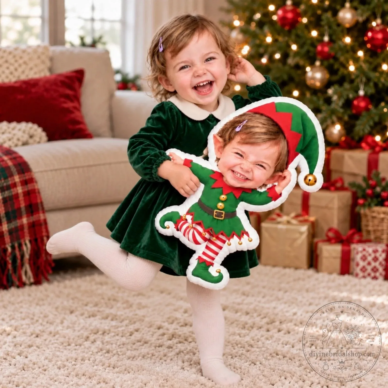 Personalized Christmas Elf Photo Face Shaped Pillow for Kids Holiday Gift 12 Personalized Christmas Elf Photo Face Shaped Pillow for Kids Holiday Gift