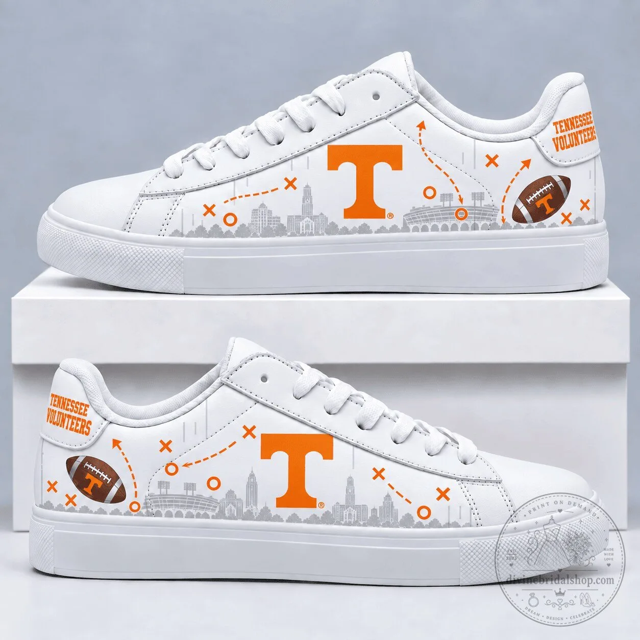 Tennessee Volunteers Football Team White Low-Top Sneakers