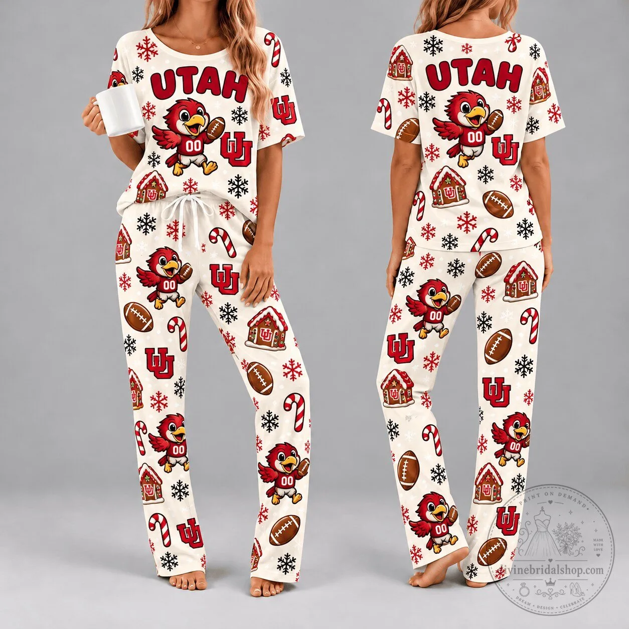 Utah Utes Football Team Christmas Holiday Pajamas Set for Women