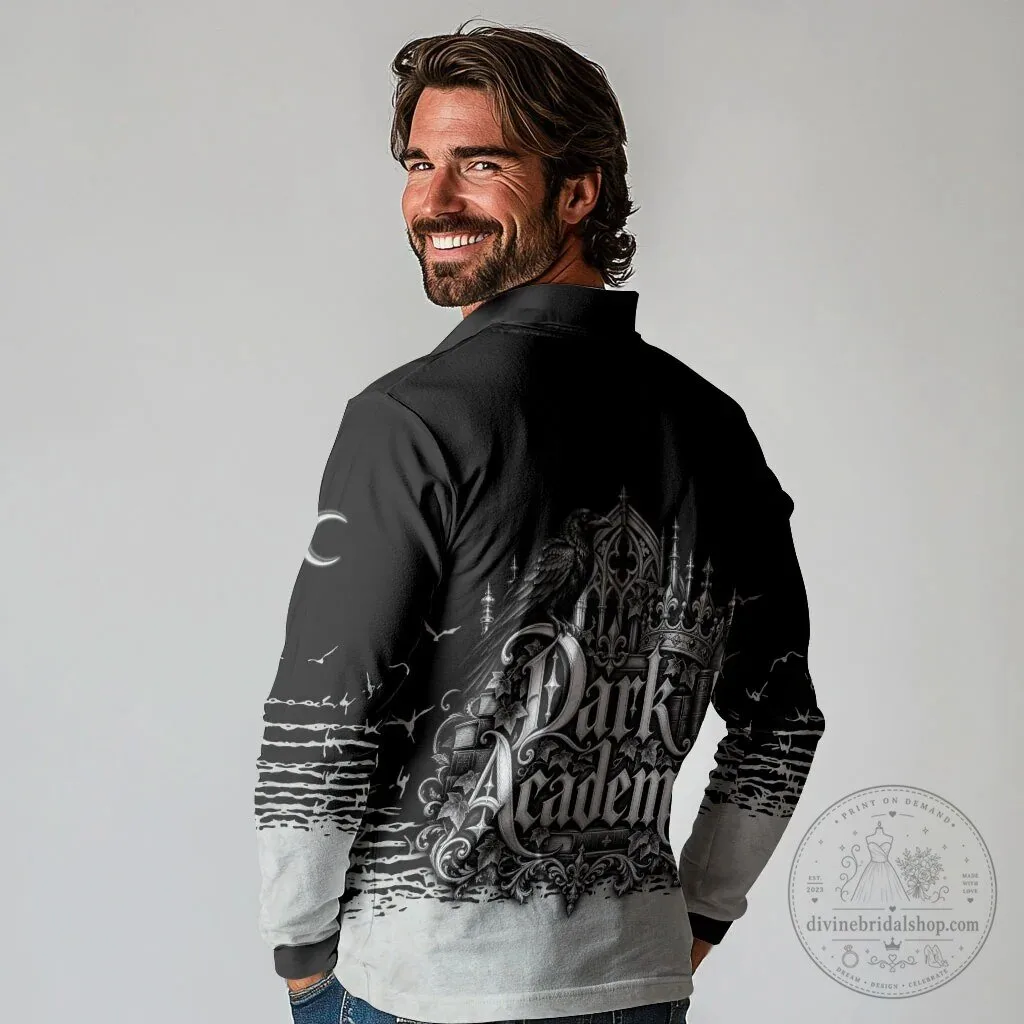 Dark Academia Raven Gothic Literature Vintage Bookish Long-Sleeve Polo Shirt 7 Dark Academia Raven Gothic Literature Vintage Bookish Long-Sleeve Polo Shirt