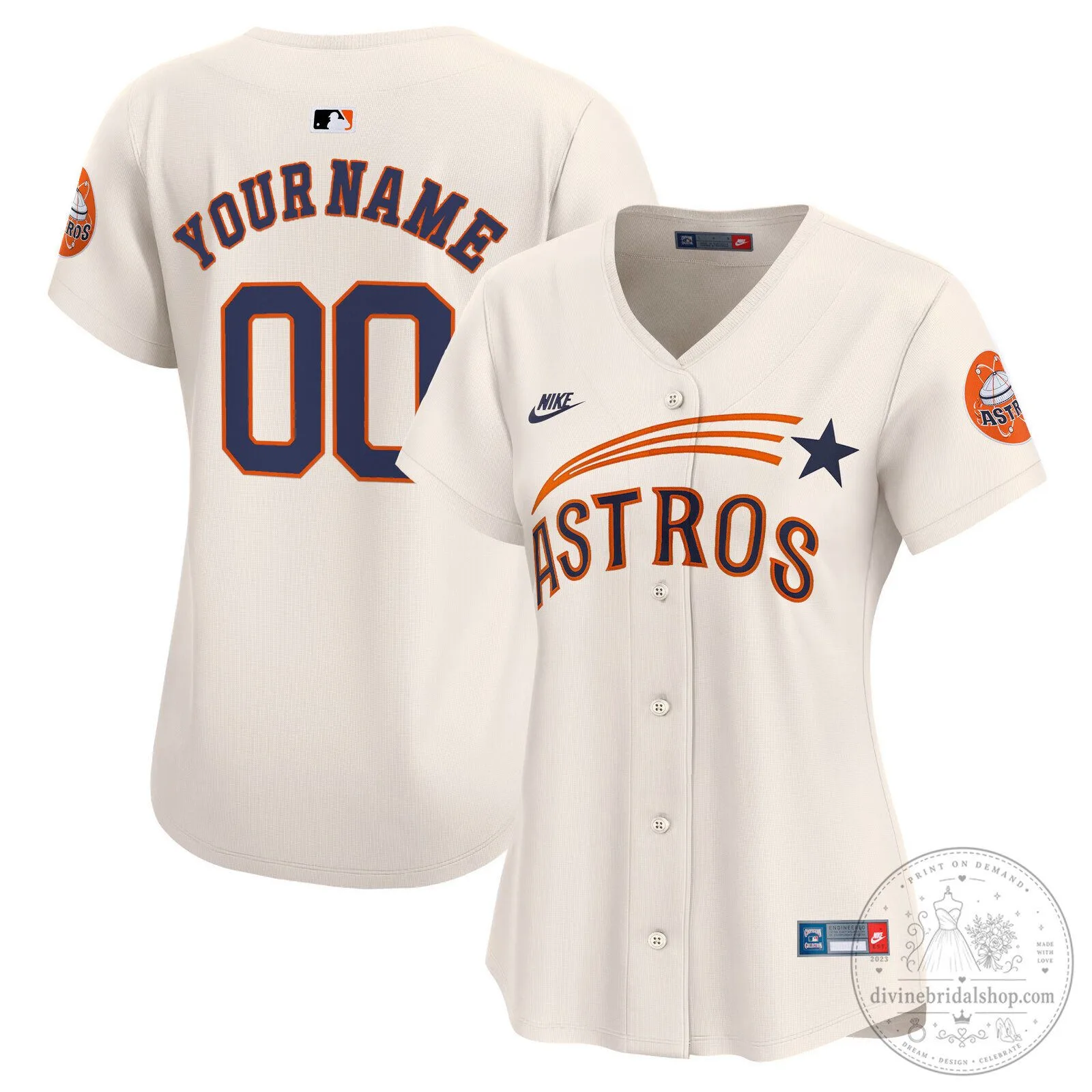 Houston Astros Cream Throwback Cooperstown Custom Baseball Jersey 6 Houston Astros Cream Throwback Cooperstown Custom Baseball Jersey