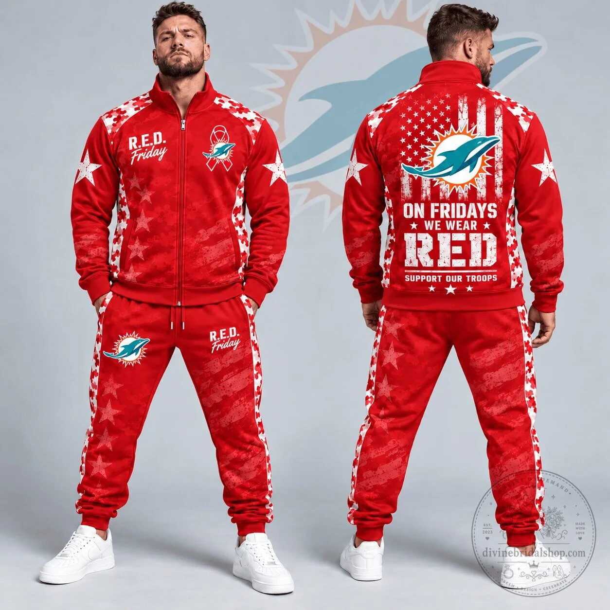 Miami Dolphins R.E.D. Friday Military Camouflage Stars and Stripes Hoodie