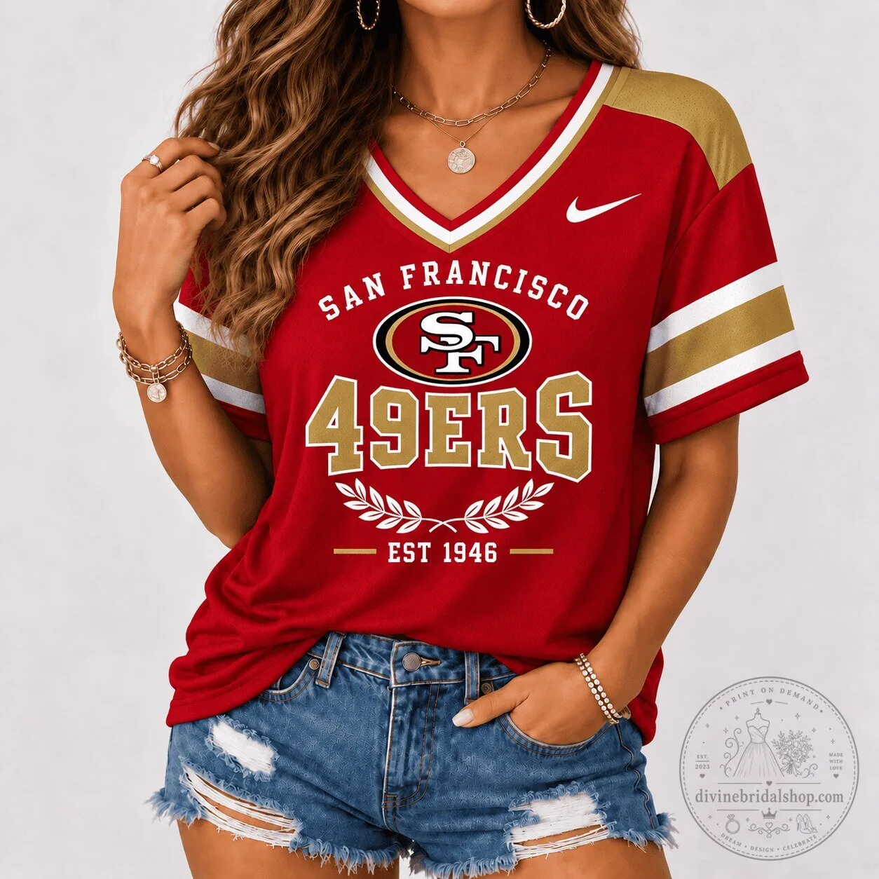San Francisco 49ers Shirt for Women, Vintage Style NFL Football Jersey