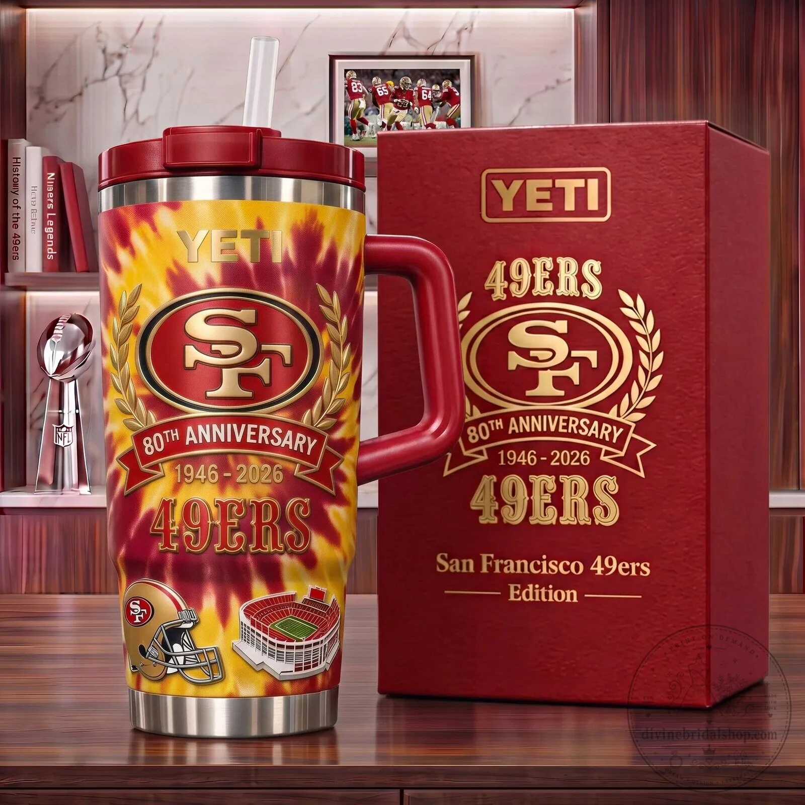 San Francisco 49ers 80th Anniversary Tie Dye Stainless Steel Tumbler