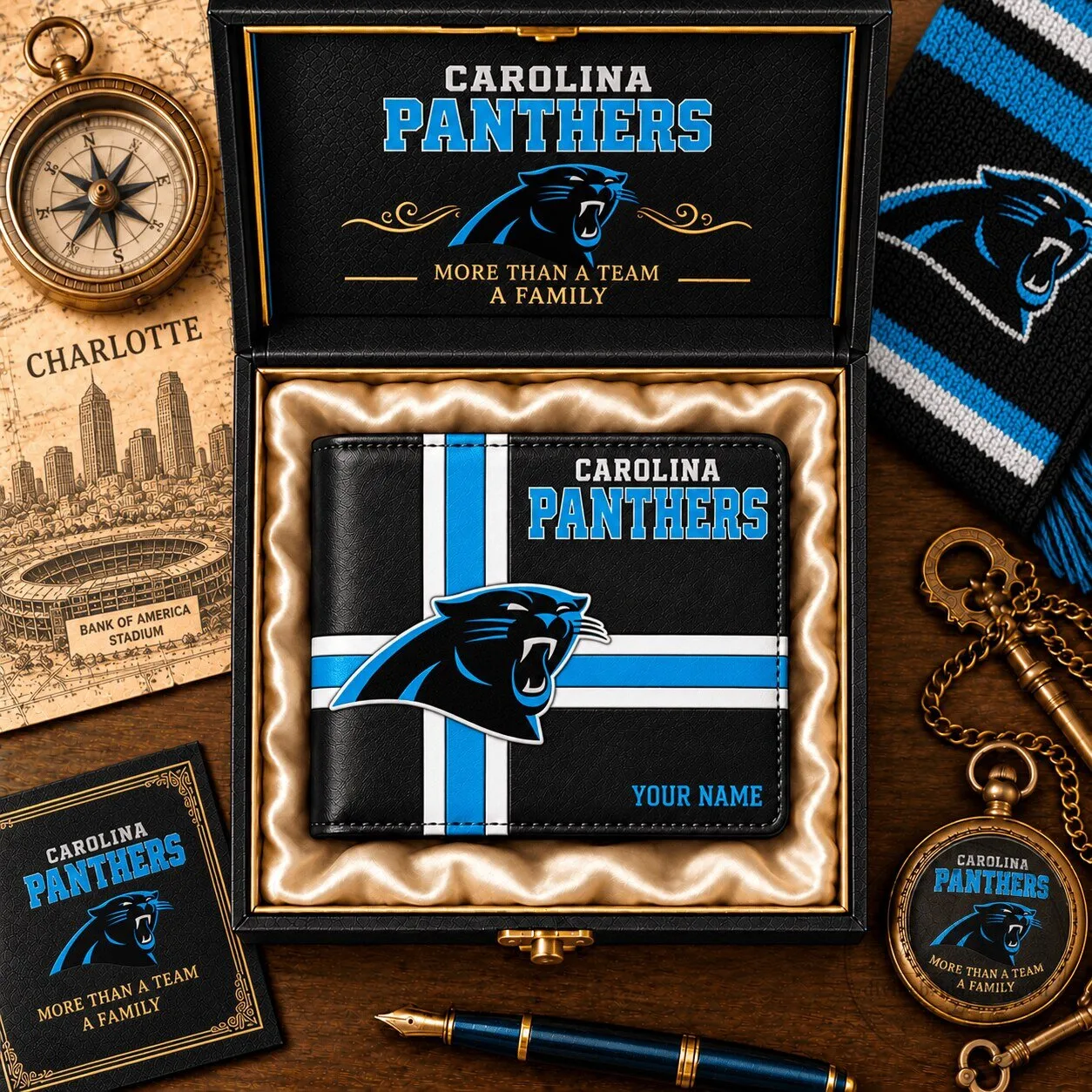 Carolina Panthers NFL Custom Name Wallet for Football Fans