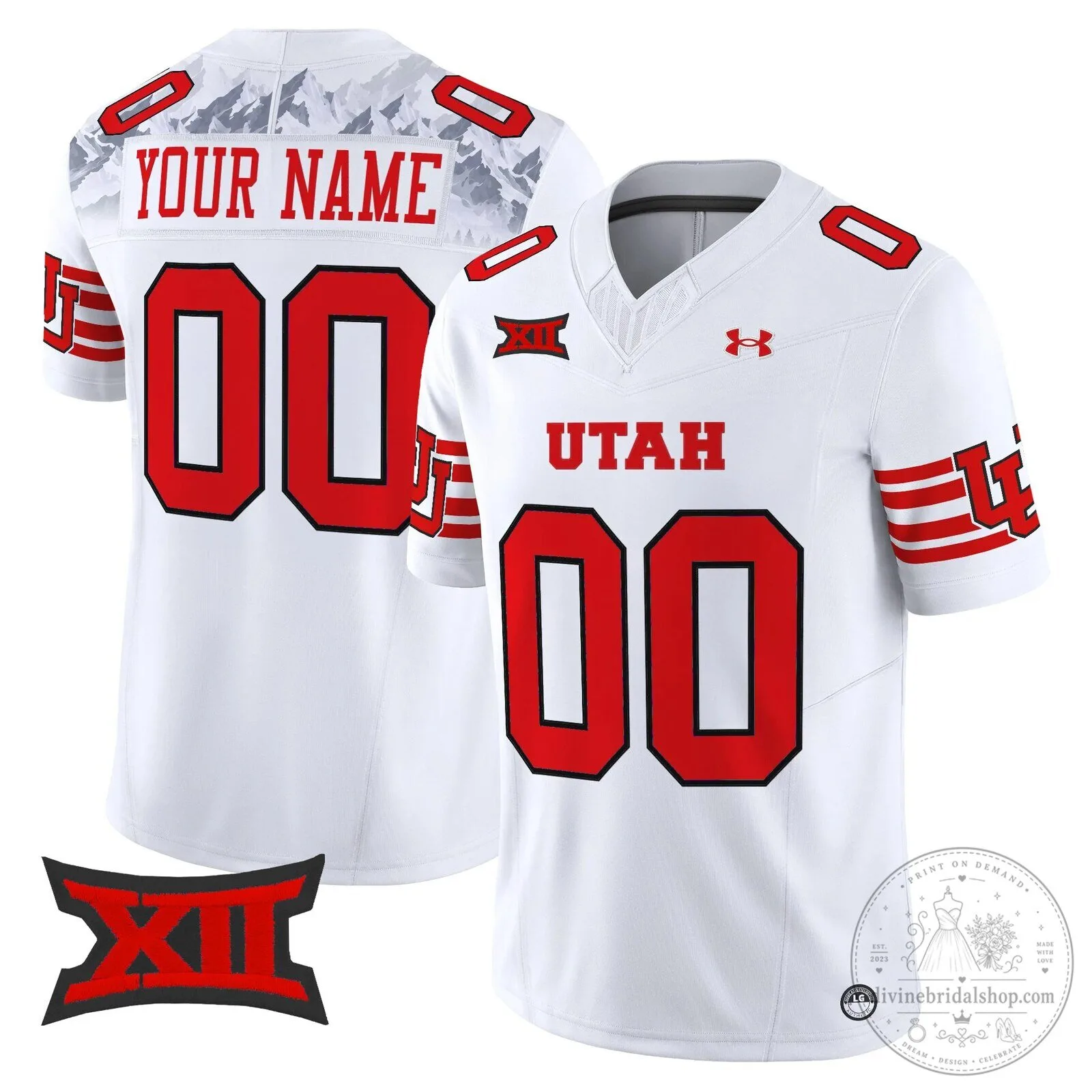 Utah Utes Football Team White Custom Stitched College Sports Jersey