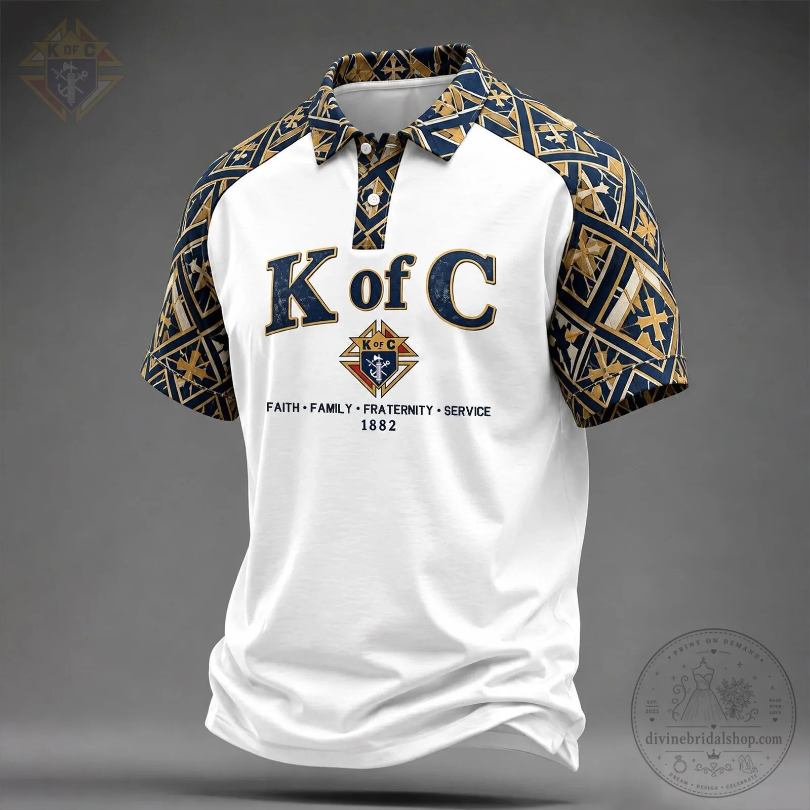Knights of Columbus Fraternity Service Polo Shirt for Faith and Family