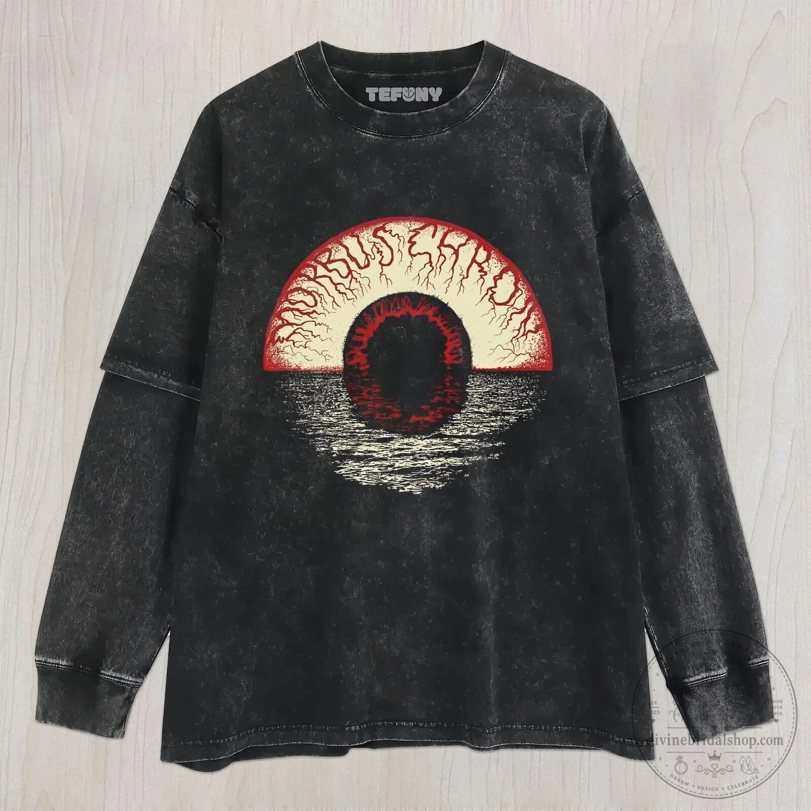 Gothic Bloodshot Eye Reflection Dark Washed Unisex T-Shirt 5 Gothic Bloodshot Eye Reflection Dark Washed Unisex T-Shirt