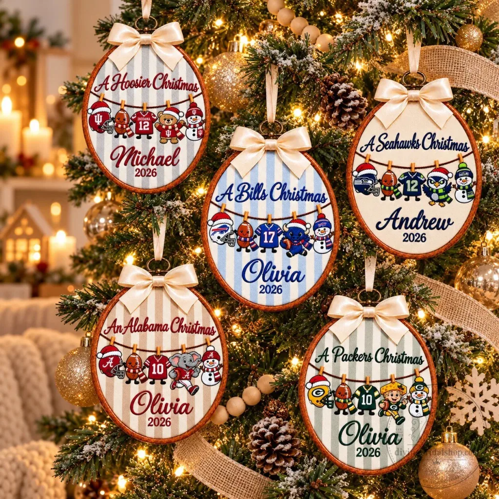 Personalized Football Team Christmas Ornament with Custom Name and Year Personalized Football Team Christmas Ornament with Custom Name and Year