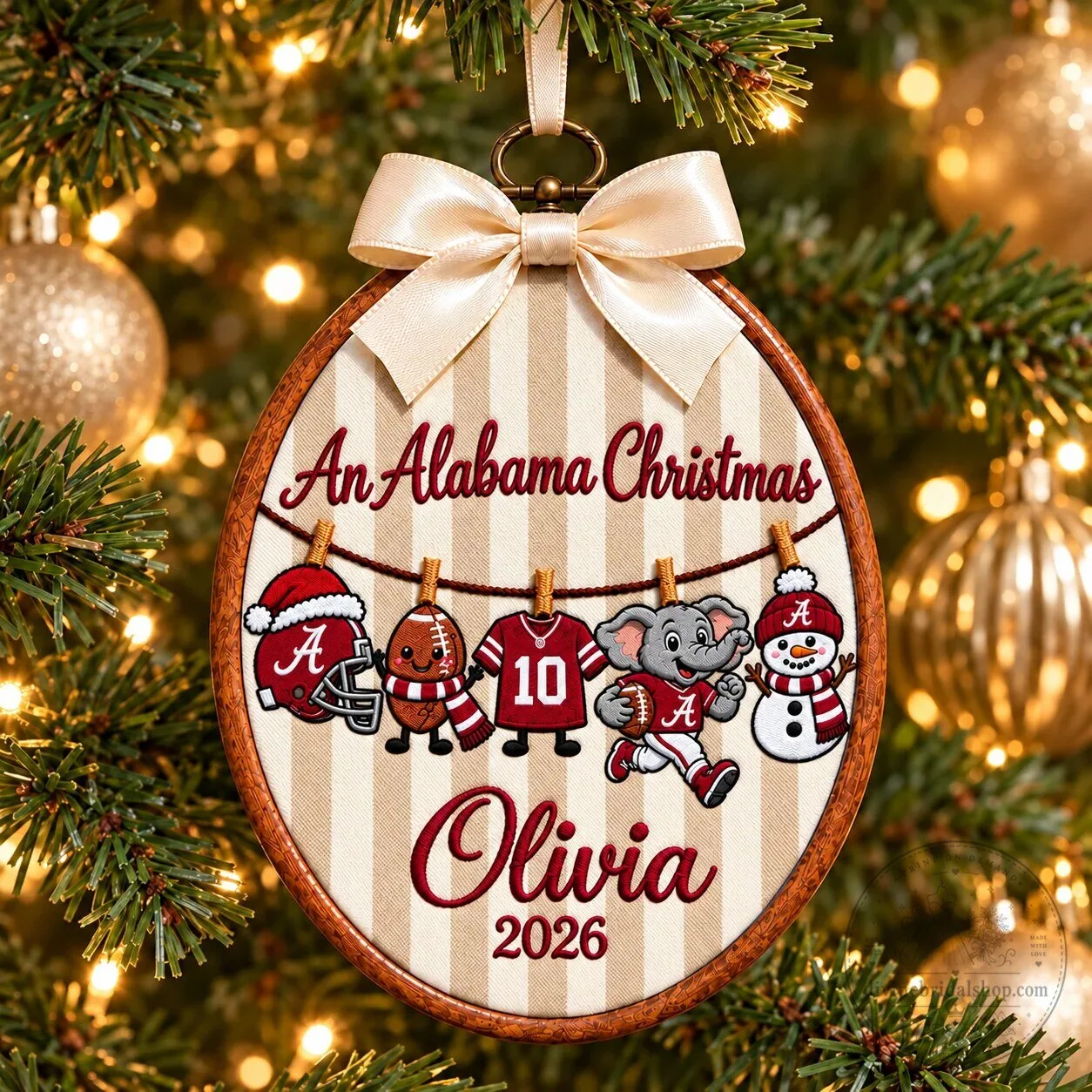 Personalized Football Team Christmas Ornament with Custom Name and Year 12 Personalized Football Team Christmas Ornament with Custom Name and Year