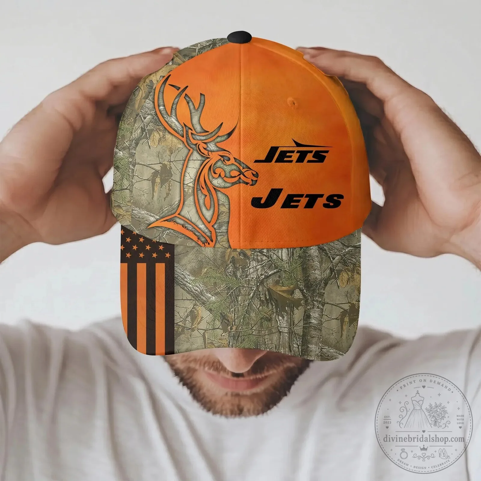 New York Jets Hunting Camouflage Deer Antler Orange Baseball Cap Hat 7 New York Jets Hunting Camouflage Deer Antler Orange Baseball Cap Hat