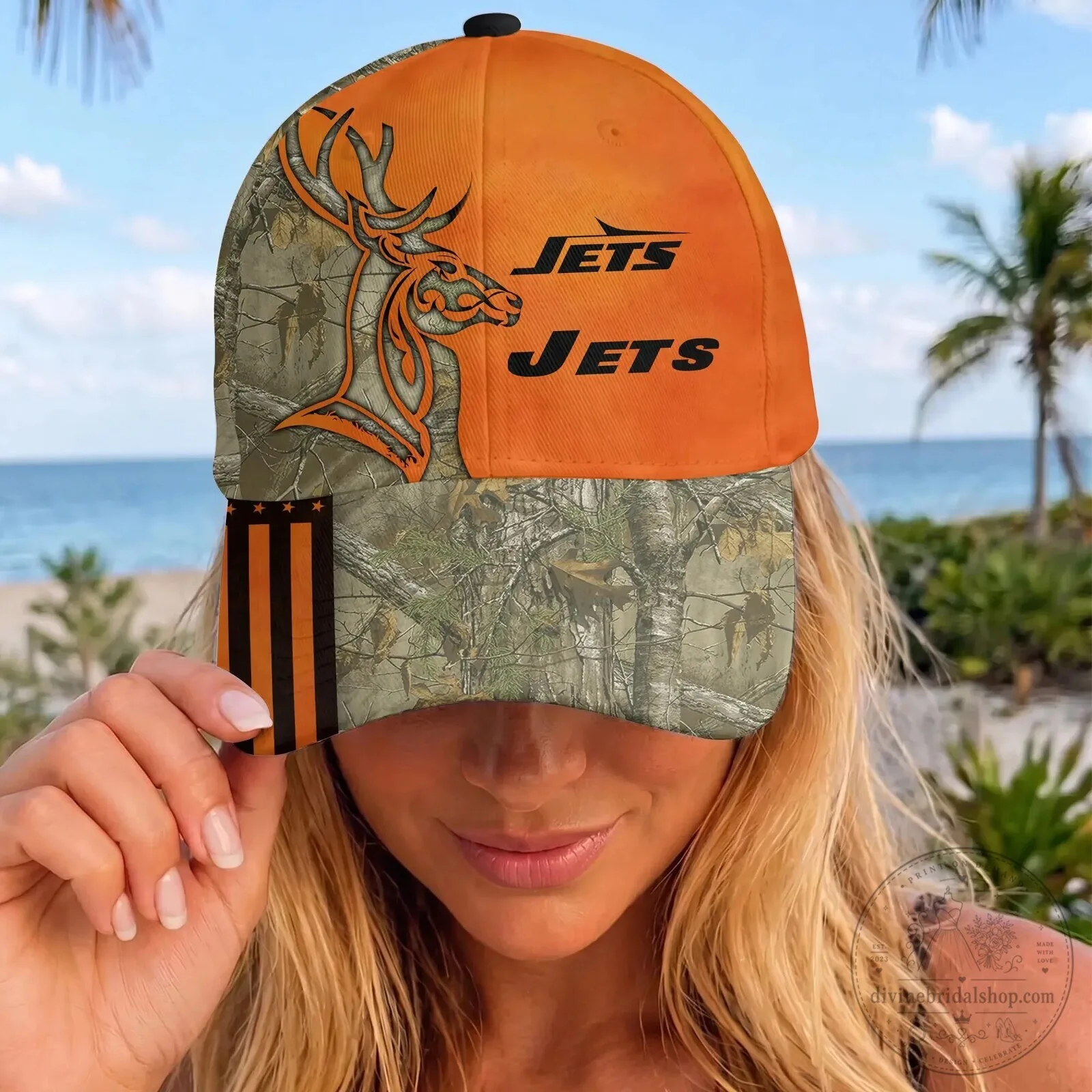 New York Jets Hunting Camouflage Deer Antler Orange Baseball Cap Hat 8 New York Jets Hunting Camouflage Deer Antler Orange Baseball Cap Hat