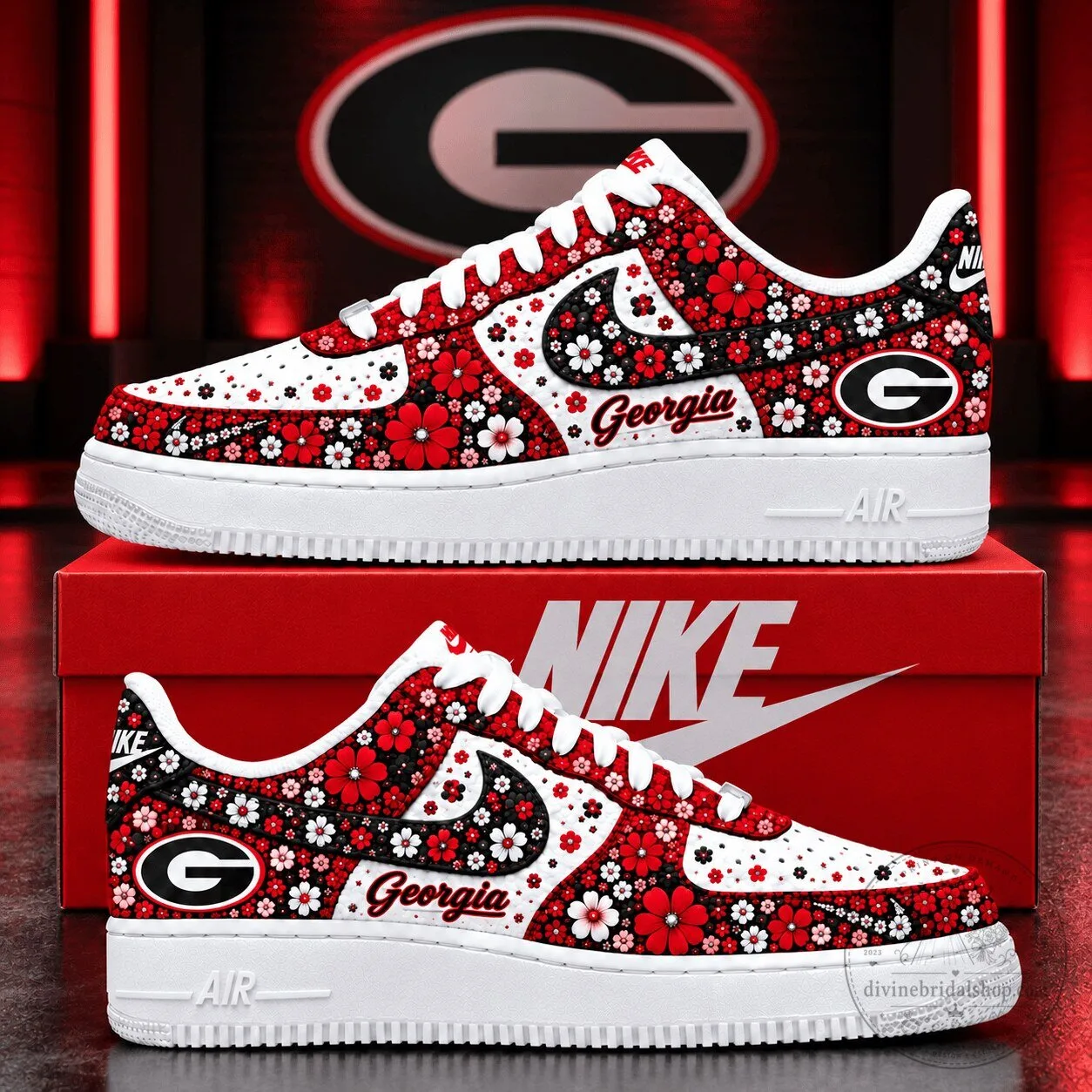 Georgia Bulldogs Floral Pattern Custom Design Shoes