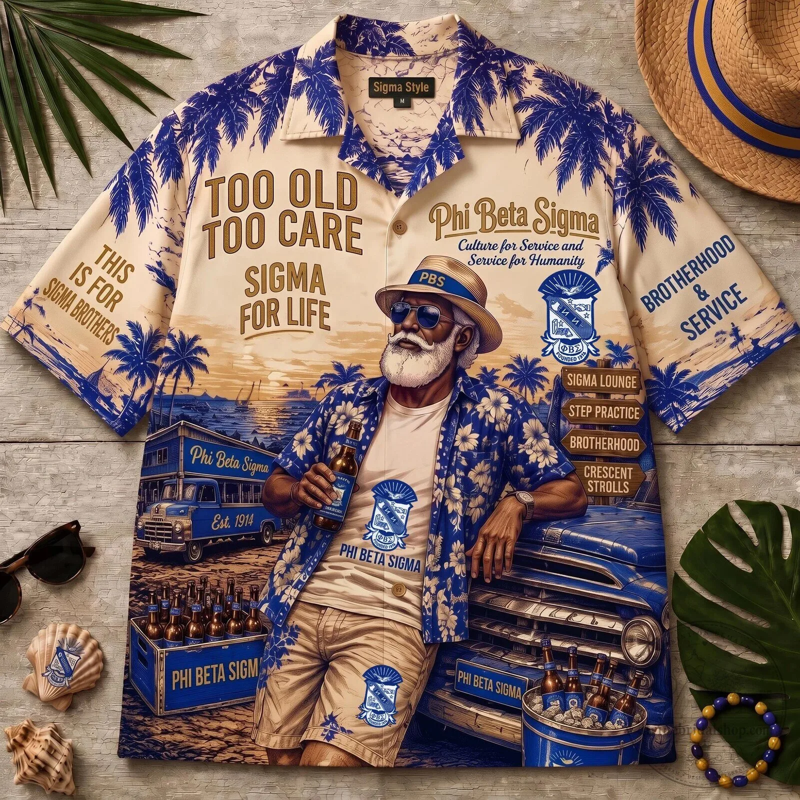 Phi Beta Sigma Fraternity Too Old To Care Hawaiian Shirt